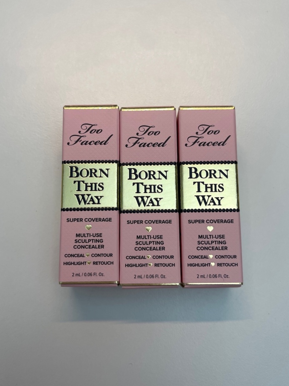 NEWx3 Too Faced Born Like This Super Coverage Multi Sculpting Concealer Almond
